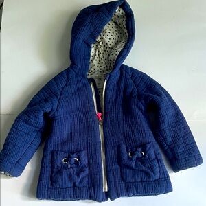 Zara Navy Blue Kids Hooded Jacket